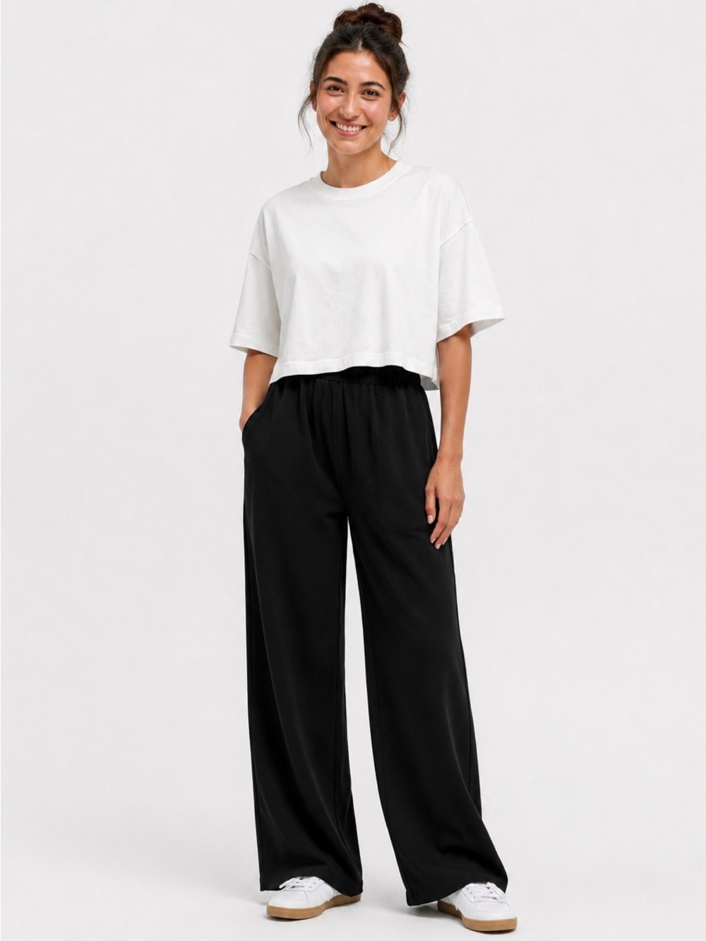 tentree Kaslo Black TENCEL Lyocell High Rise Wide Leg Pants Size Small